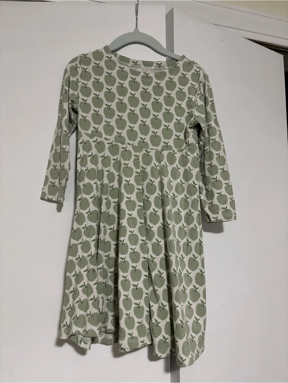Sweet Bamboo 4T Girls' Green Apple-Print Long Sleeve Dress back to school